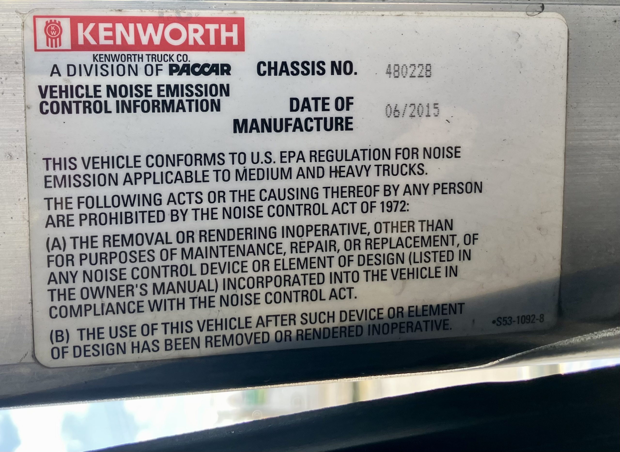 2016 KENWORTH W900L PC480228-20 2016 KENWORTH W900L PC480228-20