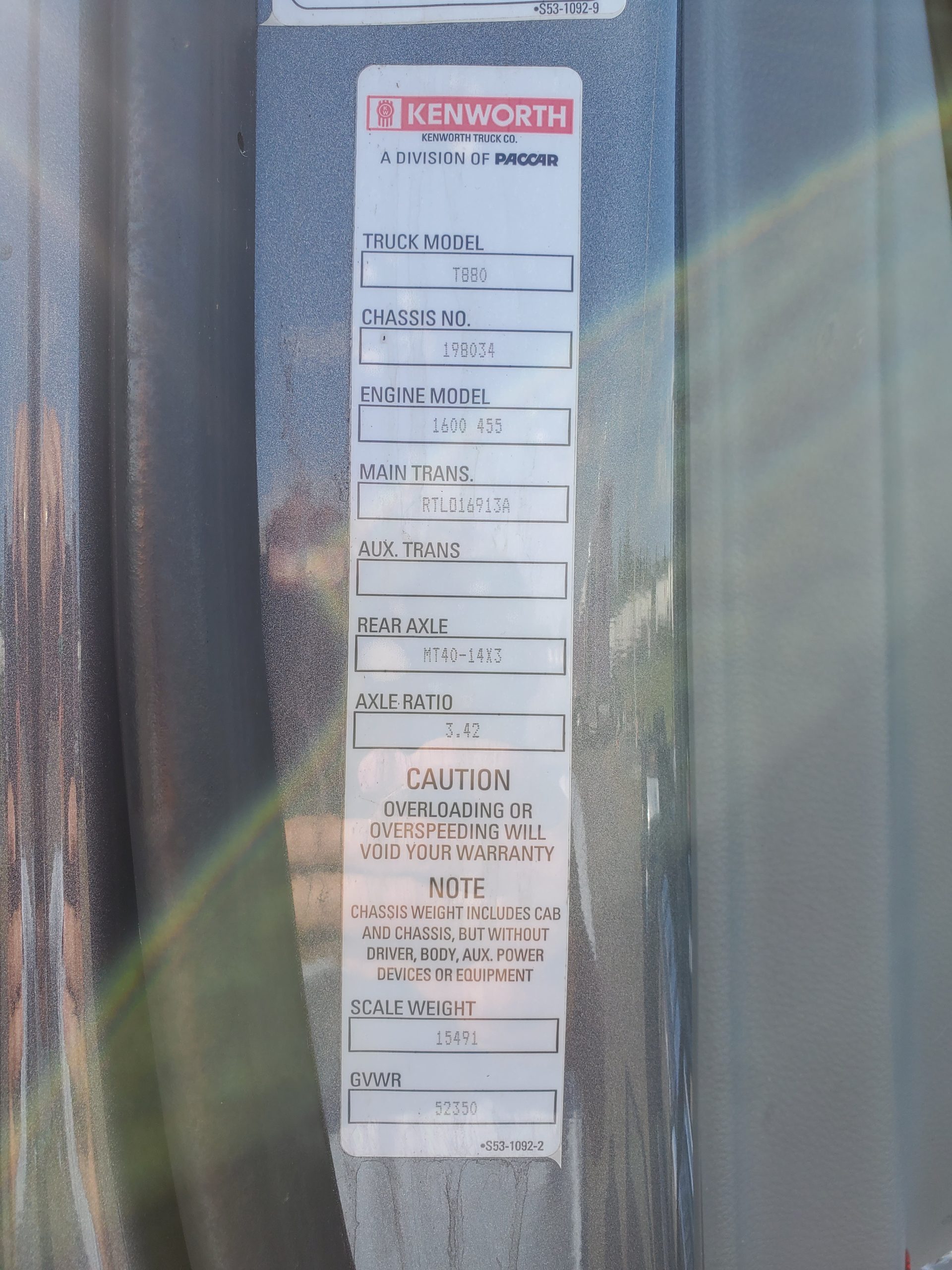 2018 KENWORTH T880 PC198034-03 2018 KENWORTH T880 PC198034-03