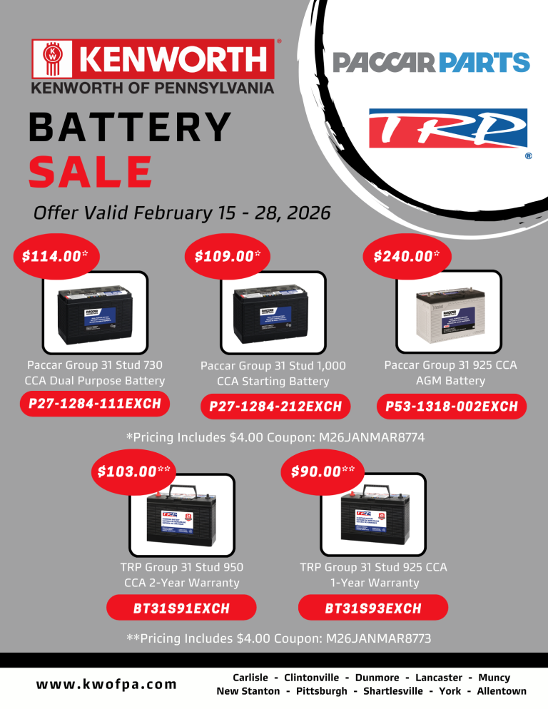 TRP & Paccar Battery Sale