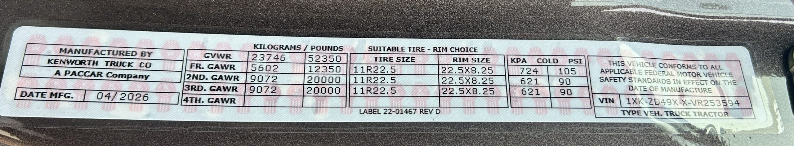2027 KENWORTH T880 KS253594-12 2027 KENWORTH T880 KS253594-12