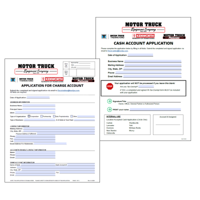 Parts Account Application Form Graphic